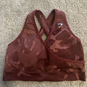 Gymshark Choc Cherry camo crossback sports bra